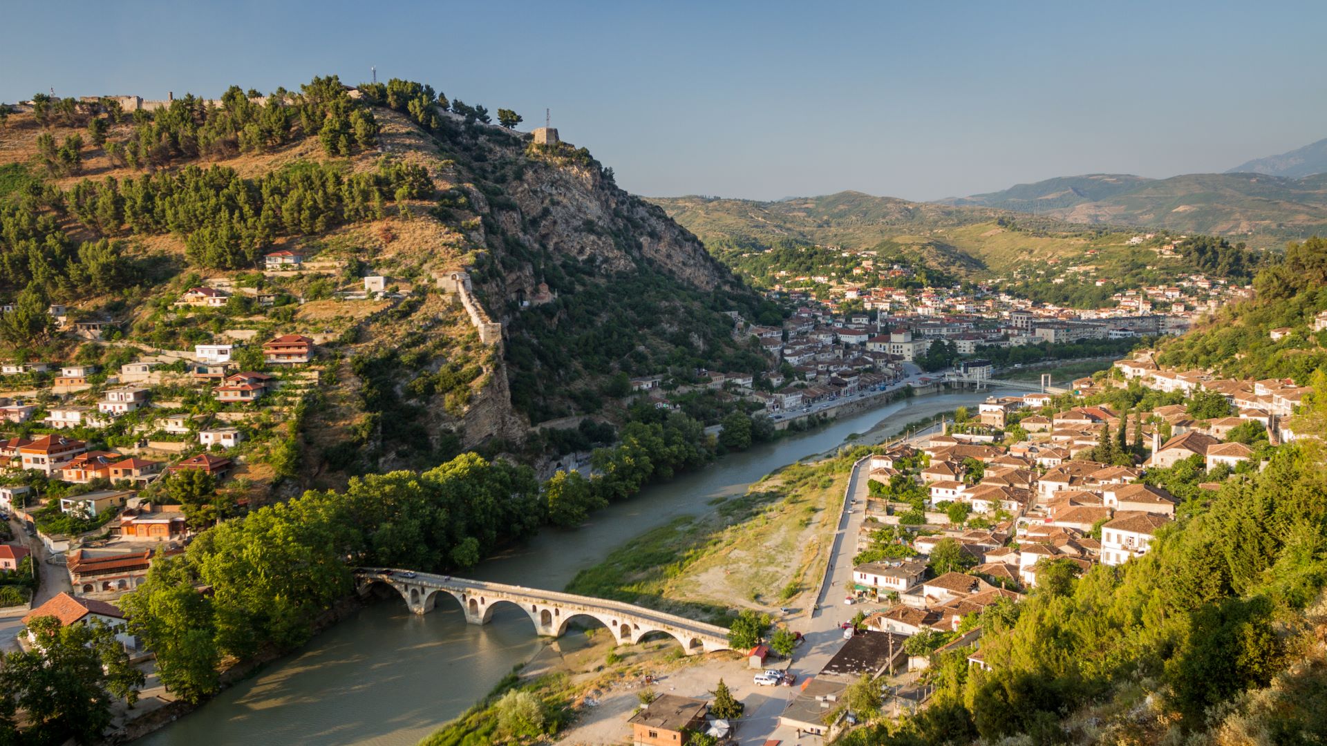 Berat - The city of one above other windows